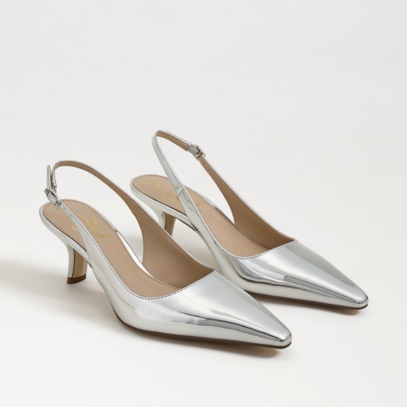 Sam Edelman Bianka Slingback Pump, Soft Silver, Size 8.5M or 8 1/2 Medium - Picture 1 of 16